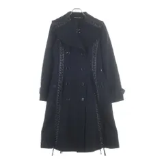 DOLCE & GABBANA (ドルチェアンドガッバーナ) レースアップデザイン ダブルブレストロングコート ブラックのサムネイル