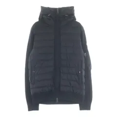 MONCLER (モンクレール) 24AW ワッペンロゴ ニット切り替え フーデッド ジップアップ ダウンジャケット ブラック J20919B50800