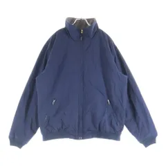 L.L.Bean (エルエルビーン) 90S VINTAGE ヴィンテージ フロントロゴ刺繍 ジップアップ ウォームアップ ナイロンジャケット ネイビー