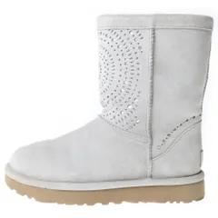 UGG (アグ) スエードレザー カットアウト ムートン ショートブーツ グレー レディース