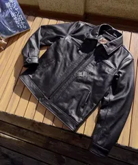 春新作 高級感溢れる！■牛革 シングルライダースジャケット ブラック 本革