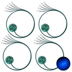 LED 超小型 リード線 5本 ワイヤレス 磁気スイッチ 電飾 4個セット 点灯 点滅 ボタン電池 (CR927対応) 模型 ジオラマ プラモデル ライト 照明 (ブルー 5) [ブルー 5]