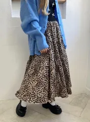 W♡C レオパード柄フリルティアードボリュームスカート Free
