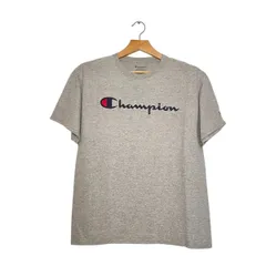 【Champion】 ロゴTシャツ｜Lサイズ相当｜メンズ｜グレー｜灰｜ワンポイント｜半袖
