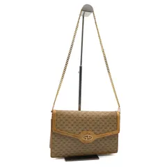 GUCCI  グッチ　マイクロGG 2way チェーンハンドバック　クラッチバッグ　パーティーバッグ　コーティングキャンバス×レザー ブラウン系　イタリア製　刻印あり　06・001・626 前面GGモチーフロゴ　レディース