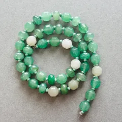 アベンチュリン　グリーンアベンチュリン　天然石　ビーズ　樽型7mm　ボタン型8mm セット