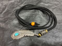 フェザーネックレス ペンダントメンズシルバー925ターコイズ フェザー