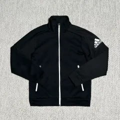 S adidas アディダス ブラック ポリ トレーナー ジャージ