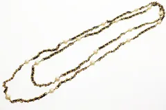 シャネル CHANEL ビンテージ パール レザーチェーン ロングネックレス ブラック 【ブランド古着ベクトル】【中古】☆AA★▲■260308