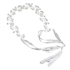 発表会 披露宴 結婚式 ヘアアクセサリー 卒業式 ヘッドドレス パーティー カチューシャ ダンス 花飾り 花冠 和装 花かんむり 撮影 ホワイト 写真 リボン パール 子供 クリスタルビーズ 大人用 フラワー シルバー 髪飾り