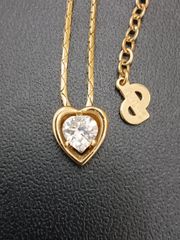 透かしハートペンダント／色石入り k10YG ハートモチーフ ネックレス