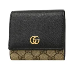 【6ca0802-k】グッチ 財布 GGマーモント/GGスプリーム 735763 PVC レザー ブラック ゴールド金具【中古】レディース