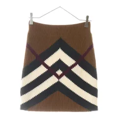 BURBERRY (バーバリー) 22AW ティッシ期 シェブロン チェック ニット ミニスカート ブラウン レディース 8055734