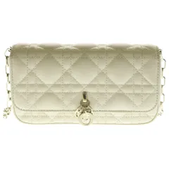 Christian Dior (クリスチャンディオール) My Dior Talk マイディオール トーク フォンバッグ カナージュ ラムスキン レザー チェーンショルダーバッグ ゴールド金具 ベージュ