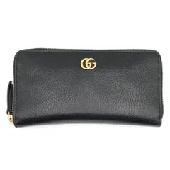 GUCCI (グッチ) GGマーモント ラウンドファスナー ロングウォレット カードケース 長財布 ブラック レザー 456117 ゴールド金具