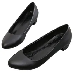 [CALM.st] パンプス レディース ローヒール 靴 シューズ 歩きやすい リクルート オフィス フォーマル 就活 通勤 出張 1cm 3cm ヒール 疲れない 立ち 仕事 冠婚葬祭 ストレス フリー 軽 [ブラック (3cmヒール)] [24.5 cm]