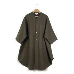 HYKE　ハイク　162-17082　ドルマンスリーブ　ワイド　ウールノーカラーコート　3ポケット　サイズ1　カーキのサムネイル