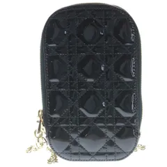 Christian Dior (クリスチャンディオール) カナージュ フォンホルダー ブラック パテント ショルダーバッグ