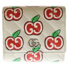 GUCCI (グッチ) 三つ折り財布 GGマーモント アップル ホワイト×レッド レザー 598629