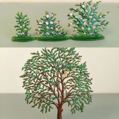 K様専用　お花の茂み&さくらんぼの木2点セット　錫飾り　スタンドタイプ