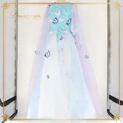 パーティドレス ワンピース ドレス ブルー系 パープル系 イチオク ICHIOKU レース 水色 紫 蝶々 演奏会 発表会 パーティ カラオケ フォーマル おしゃれ 可愛い バタフライ