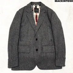 MACKINTOSH LONDON ノーフォークジャケット ゲームジャケット カントリージャケット テーラードジャケット ハンティングジャケット ツイード ヘリンボーン レザー切り替え 羊革 ハンドウォーマー Mサイズ グレーブラウン マッキントッシュロンドンのサムネイル