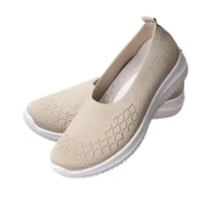 [DeerLuxe] ニットスニーカー メッシュ 通気性 レディース カジュアル スリッポン (C.ベージュ, 22.5 cm) [C.ベージュ] [22.5 cm]