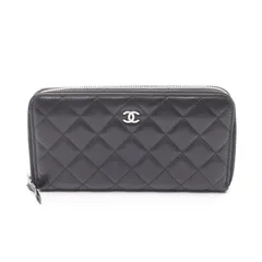 シャネル CHANEL ラウンド長財布 マトラッセ ブラック ラムスキン（羊革） マトラッセ ラウンド長財布 レディース Used B