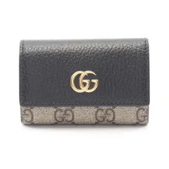 グッチ GUCCI キーケース GGマーモント プチマーモント 456118 ブラック/ベージュ レザー PVCコーティングキャンバス GGマーモント 6連キーケース レディース Used A