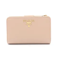 プラダ PRADA 二つ折り財布 SAFFIANO METAL 1ML225 ベージュ サフィアーノレザー L型ZIP財布 レディース Used B