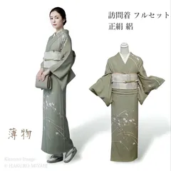 【薄物・正絹】絽　訪問着　フルセット　4点 夏帯　夏帯締め　夏帯揚げ