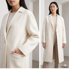 8万✨セオリー カシミヤ混 ノーカラーダブルフェイスロングコート