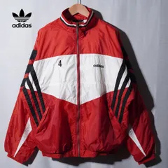 90s アディダス adidas ナイロンジャケット レッド M 大きめ ロゴ刺繍 オールドアディダス ヴィンテージ Vintage オーバーサイズ ビッグシルエット ストリート スポーツミックス 古着 B562