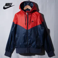 ナイキ NIKE ナイロンジャケット ウインドランナー M レッド ネイビー ロゴ刺繍 ラグラン ユニセックス ストリート ウィンドランナー スポーツミックス 古着 B561