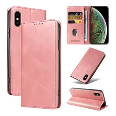 【数量限定】iphonexs 用 用 用 カバー カード収納 スマホケース x 耐衝撃 iphone iphone スタンド機能 落下防止 ケース xs 通用手帳ケース】マグネット式 防塵（ローズゴールド） X/XS QUEASON【iPhone