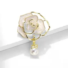 ツバキフラワーモチーフブローチ　パールブローチ