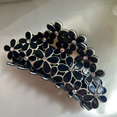 バンスクリップ フラワー ラインストーン 上品 ヘアクリップ 花 ヘアアクセ 大人可愛い エレガント まとめ髪 レディース