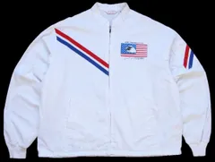80s USA製 米軍 ARMY NATIONAL GUARD 星条旗 イーグル スタンドカラー ジャケット 白 XL★ビンテージ ミリタリー US 民間 ビッグサイズ