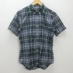 g■トミーヒルフィガー/TOMMYHILFIGER 半袖BDシャツ/チェック柄【L】緑/men's/99【中古】■