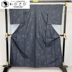 未使用［ 小紋/紗 ］ポリエステル 雪輪 鮫小紋 夏着物 薄物 盛夏 江戸