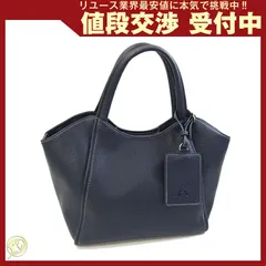  キタムラ ハンドバッグ ネイビー レザー 中古 鞄 ロゴ