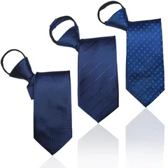 [HT Sports] ワンタッチネクタイ 【キャリアコンサルタント監修】 3本セット 5秒で決まる 結ばない ネクタイ ビジネス 洗濯OK 就活 就職 面接 結婚式 ビジネスパーソン D [D ネイビー+ストライプ+ドット]