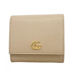 ★SALE【6bc4311-k】グッチ 財布 GGマーモント 598587 レザー ベージュ イエロー ゴールド金具【中古】レディース