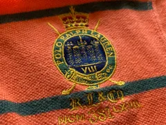 ポロラルフローレン　半袖ポロシャツ　オレンジボーダー　古着　100cm