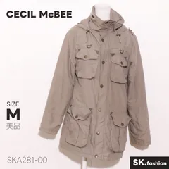 美品 CECIL McBEE アウター フード付き 多ポケット仕様 ウエスト切替 中綿入り ミリタリー調 ジャケット