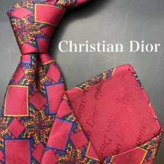 【美品】Christian Dior ネクタイ 総柄 レッド 赤 ボルドー