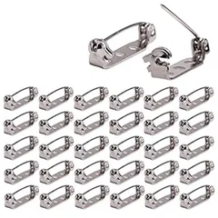 鉄製 シルバー DIY手芸 パーツ アクセサリー ウラピン 丈夫 安全 （50個入り） 三つ穴 25㎜ コサージュピン ブローチピン ブローチピン ロック 回転式 サムコス