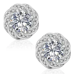 KRKC&CO モアッサナイト ピアス レディース 花の束 シルバー925 20G 計1ctダイヤモンド採用 Dカラド VVS1モアサナイト スタッドピアス 両耳 キラキラジュエリー 金属アレルギー対応 鑑定書とギフトボックス付き 0