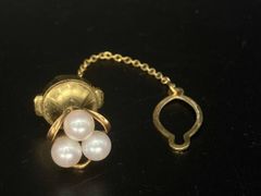 美品 CHANEL シャネル クローバー ドロップパール ピンブローチ レア