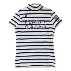サイズ：0 PEARLY GATES パーリーゲイツ  モックネック 半袖Tシャツ ボーダー柄 ホワイト系 [240101566143] ゴルフウェア レディース ストスト